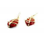 Theon Red Marbled Teardrop Stone Earrings